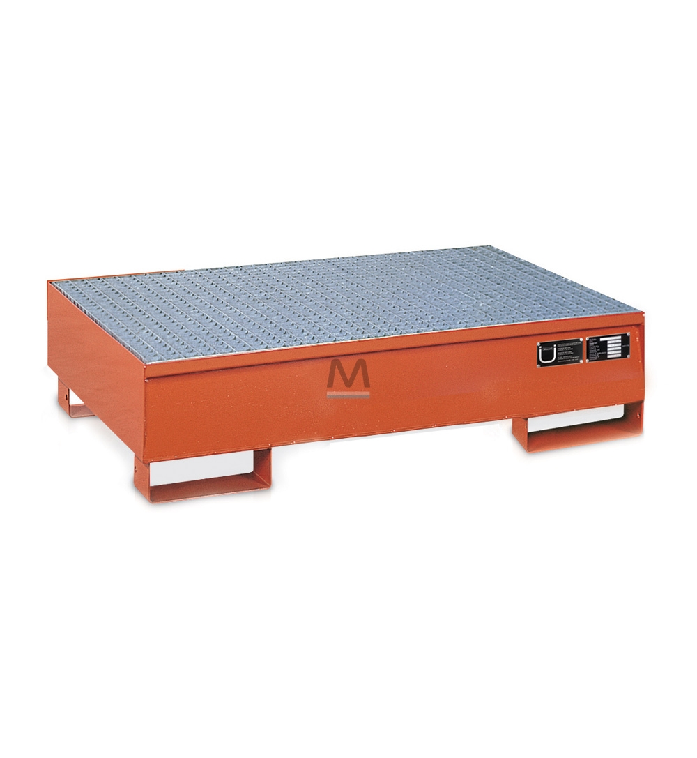 Vasca di contenimento per 2 fusti in acciaio verniciato