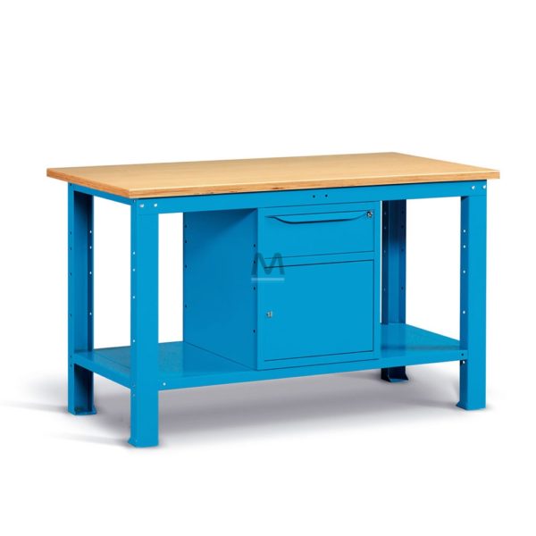 Banco da Lavoro Piano in Legno a due cassetti 1,5Mt