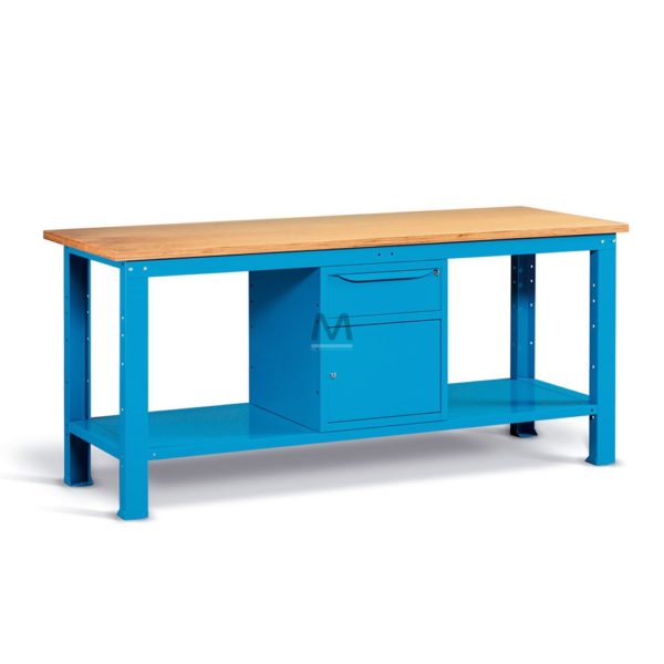 Banco da Lavoro Piano in Legno a due cassetti 2MT