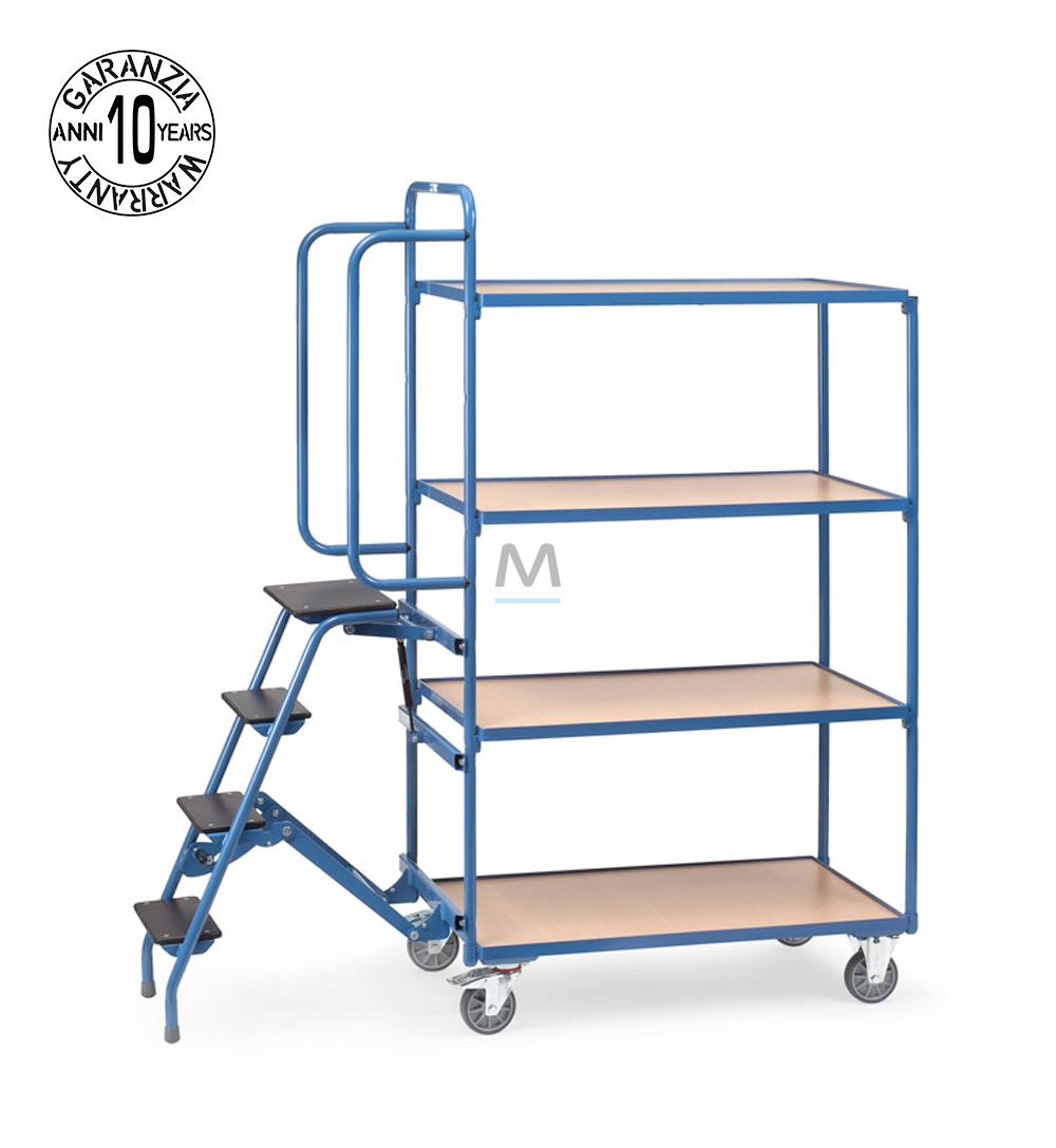 Carrello preparazione ordini a 4 ripiani alto