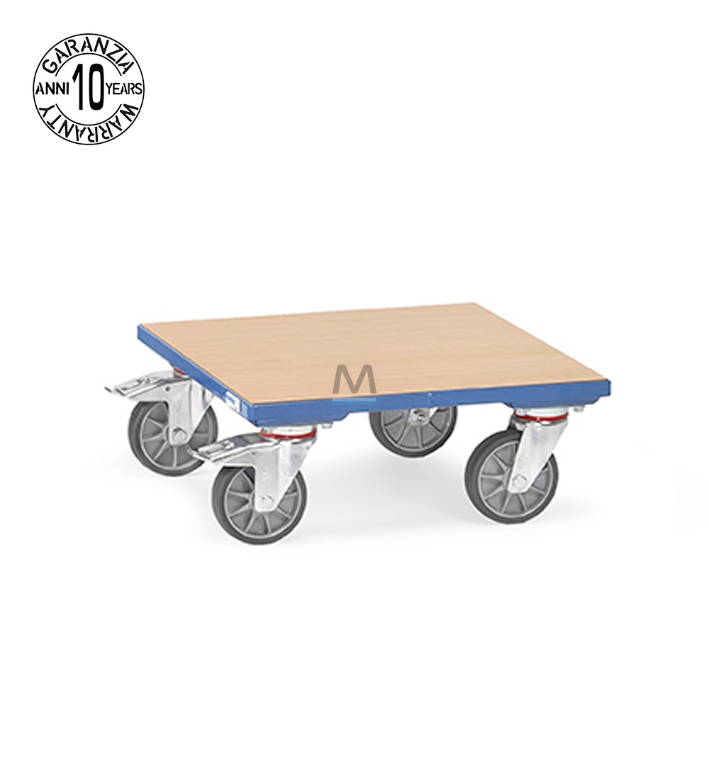 Carrellino da trasporto con pianale in legno dim. 500x500mm