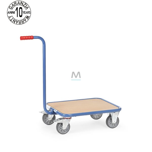 Carrello con maniglia a collo di cigno con pianale in faggio