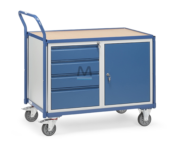Carrello di montaggio a 4 cassetti e 1 armadio cassettiera