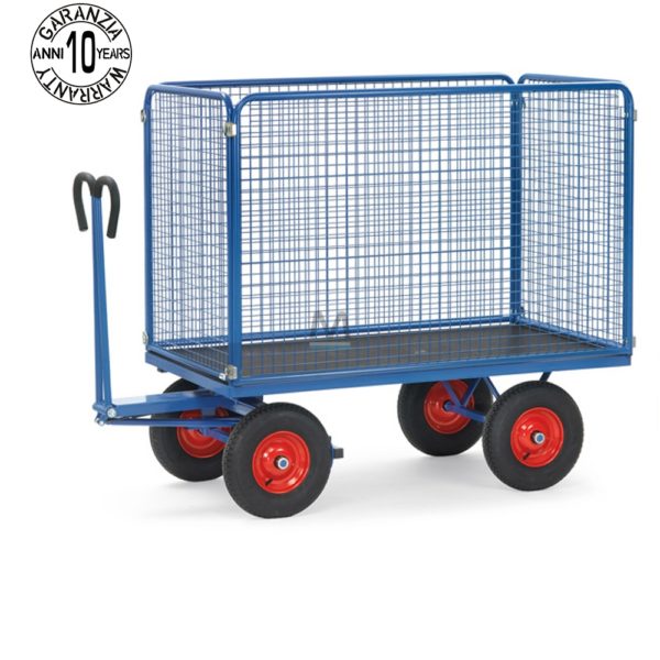 Carrello con sponde grigliate