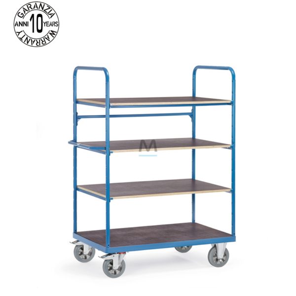 CARRELLO IN ACCIAIO A 4 RIPIANI PER GRANDE PORTATA (1200 Kg)