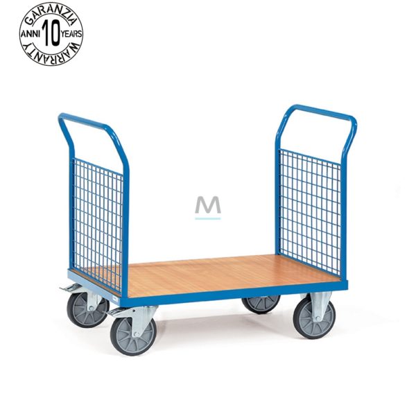 Carrello in acciaio multiuso 2 sponde grigliate