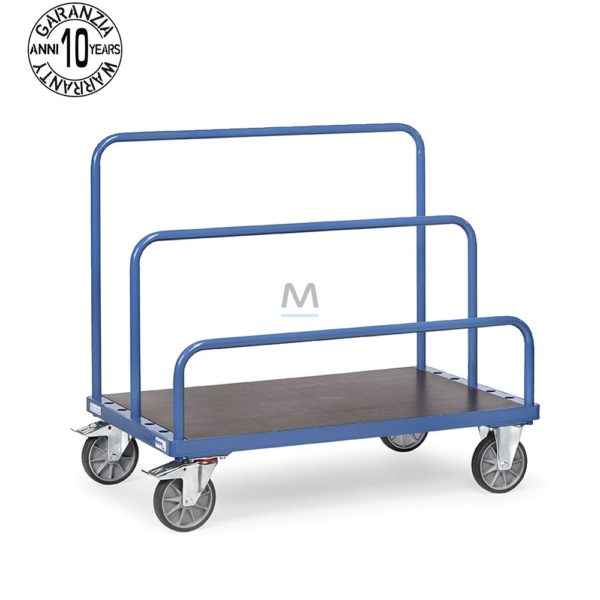 Carrello porta pannelli su ruote con piano in faggio 1200x800mm portata 600 Kg