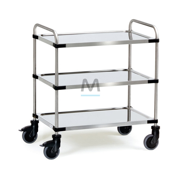 Carrello di servizio in acciaio cromato a 3 ripiani dim 870x570mm
